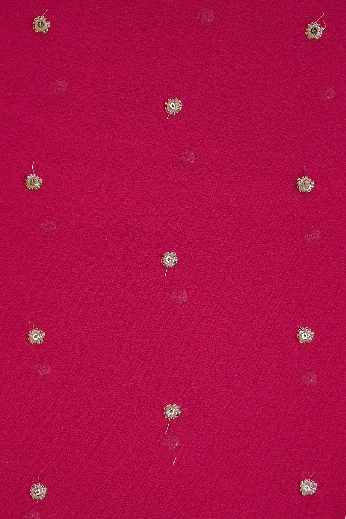 AIzaSyBcstauz-XMPRhEY21AUzeo032pxrXB5Ug - Gold Sequins With Gold Zari Small Motif Embroidery Work On Fuchsia Georgette Fabric