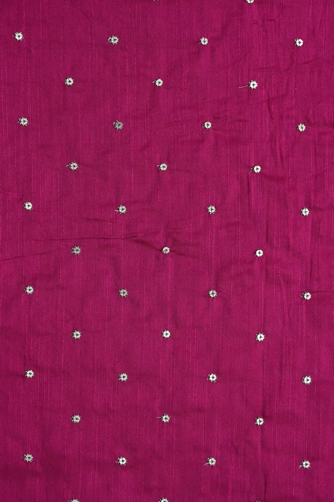 AIzaSyBcstauz-XMPRhEY21AUzeo032pxrXB5Ug - Gold Sequins With Gold Zari Small Motif Embroidery Work On Fuchsia Raw Silk Fabric
