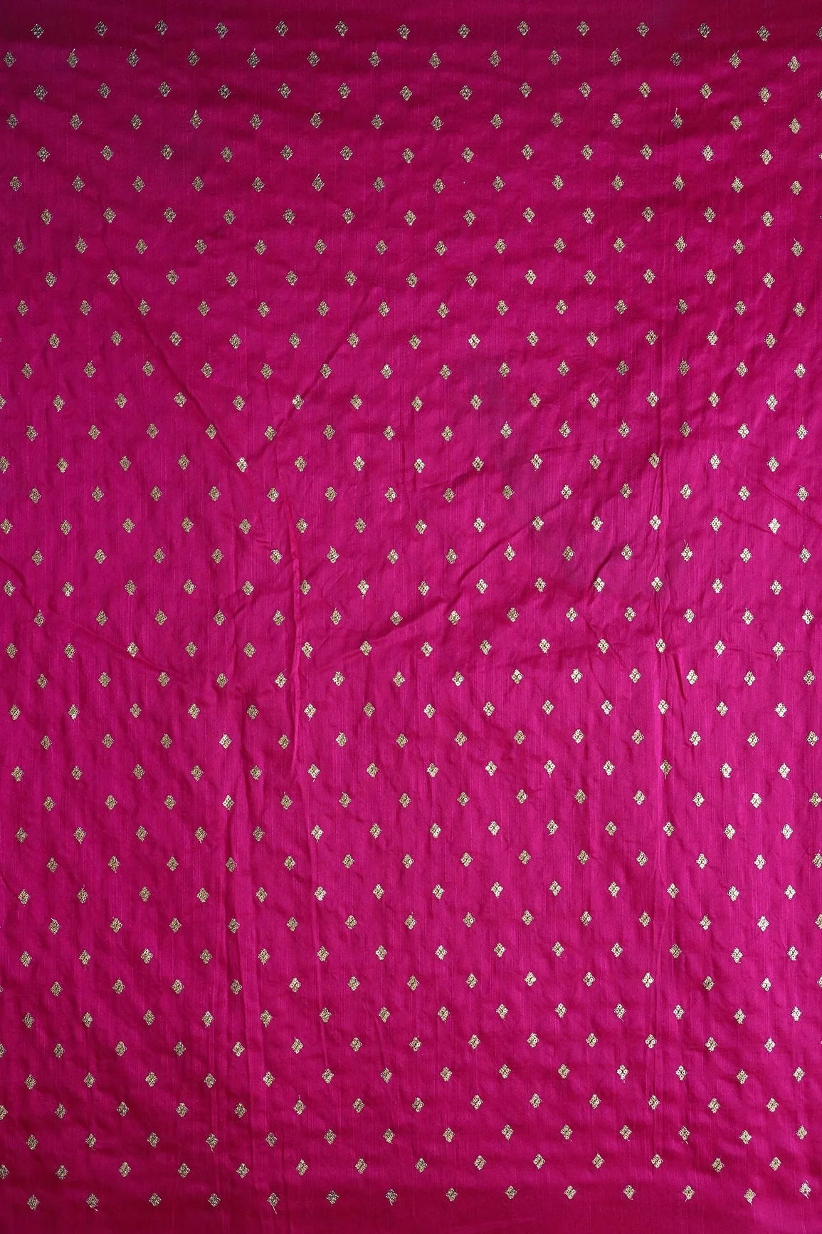 AIzaSyBcstauz-XMPRhEY21AUzeo032pxrXB5Ug - Gold Sequins With Gold Zari Small Motif Embroidery Work On Fuchsia Raw Silk Fabric