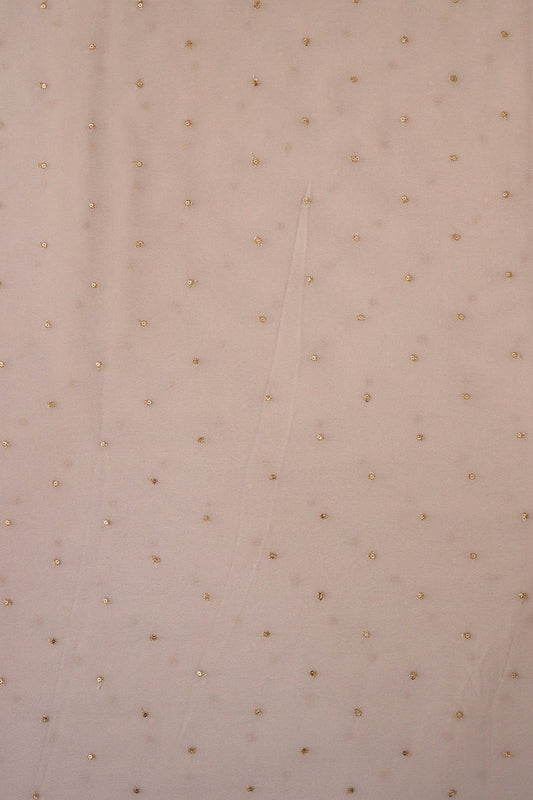 AIzaSyBcstauz-XMPRhEY21AUzeo032pxrXB5Ug - Gold Sequins With Gold Zari Small Motif Embroidery Work On Light Beige Georgette Fabric