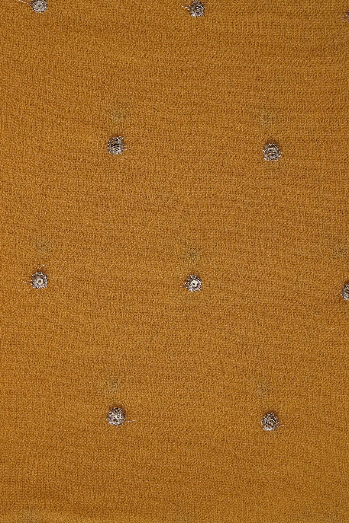 AIzaSyBcstauz-XMPRhEY21AUzeo032pxrXB5Ug - Gold Sequins With Gold Zari Small Motif Embroidery Work On Mustard Yellow Georgette Fabric