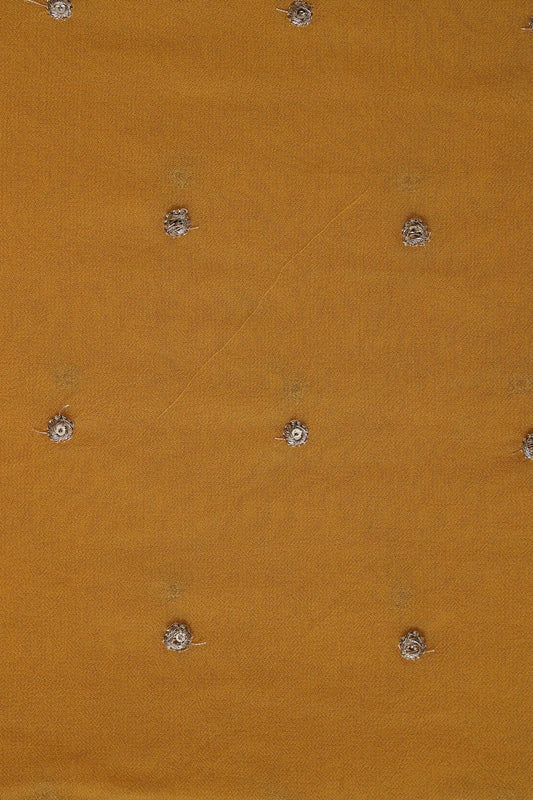 AIzaSyBcstauz-XMPRhEY21AUzeo032pxrXB5Ug - Gold Sequins With Gold Zari Small Motif Embroidery Work On Mustard Yellow Georgette Fabric