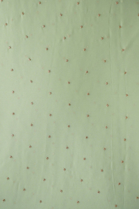 AIzaSyBcstauz-XMPRhEY21AUzeo032pxrXB5Ug - Gold Sequins With Gold Zari Small Motif Embroidery Work On Olive Georgette Fabric