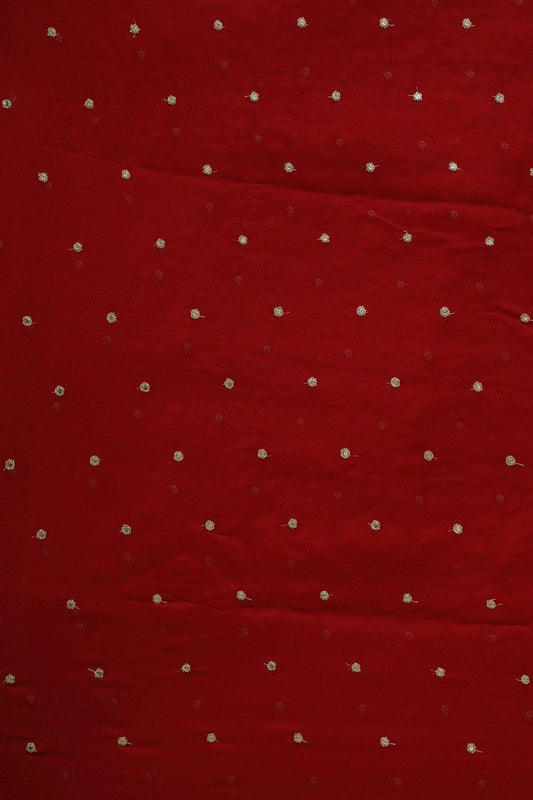 AIzaSyBcstauz-XMPRhEY21AUzeo032pxrXB5Ug - Gold Sequins With Gold Zari Small Motif Embroidery Work On Red Georgette Fabric