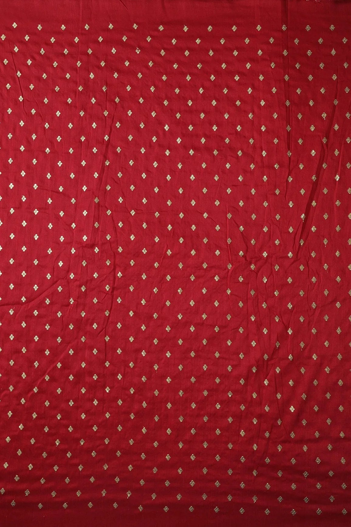 AIzaSyBcstauz-XMPRhEY21AUzeo032pxrXB5Ug - Gold Sequins With Gold Zari Small Motif Embroidery Work On Red Raw Silk Fabric