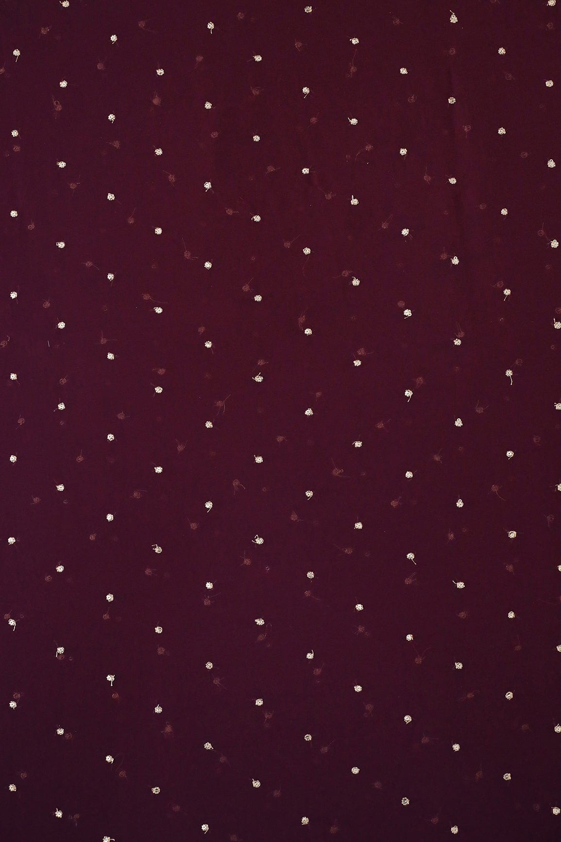 AIzaSyBcstauz-XMPRhEY21AUzeo032pxrXB5Ug - Gold Sequins With Gold Zari Small Motif Embroidery Work On Wine Georgette Fabric