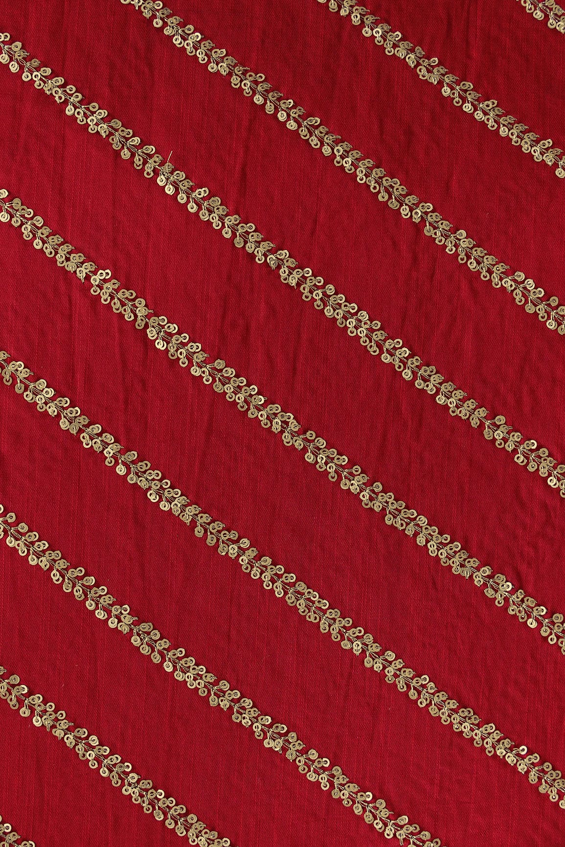 AIzaSyBcstauz-XMPRhEY21AUzeo032pxrXB5Ug - Gold Sequins With Gold Zari Stripes Embroidery Work On Maroon Raw Silk Fabric