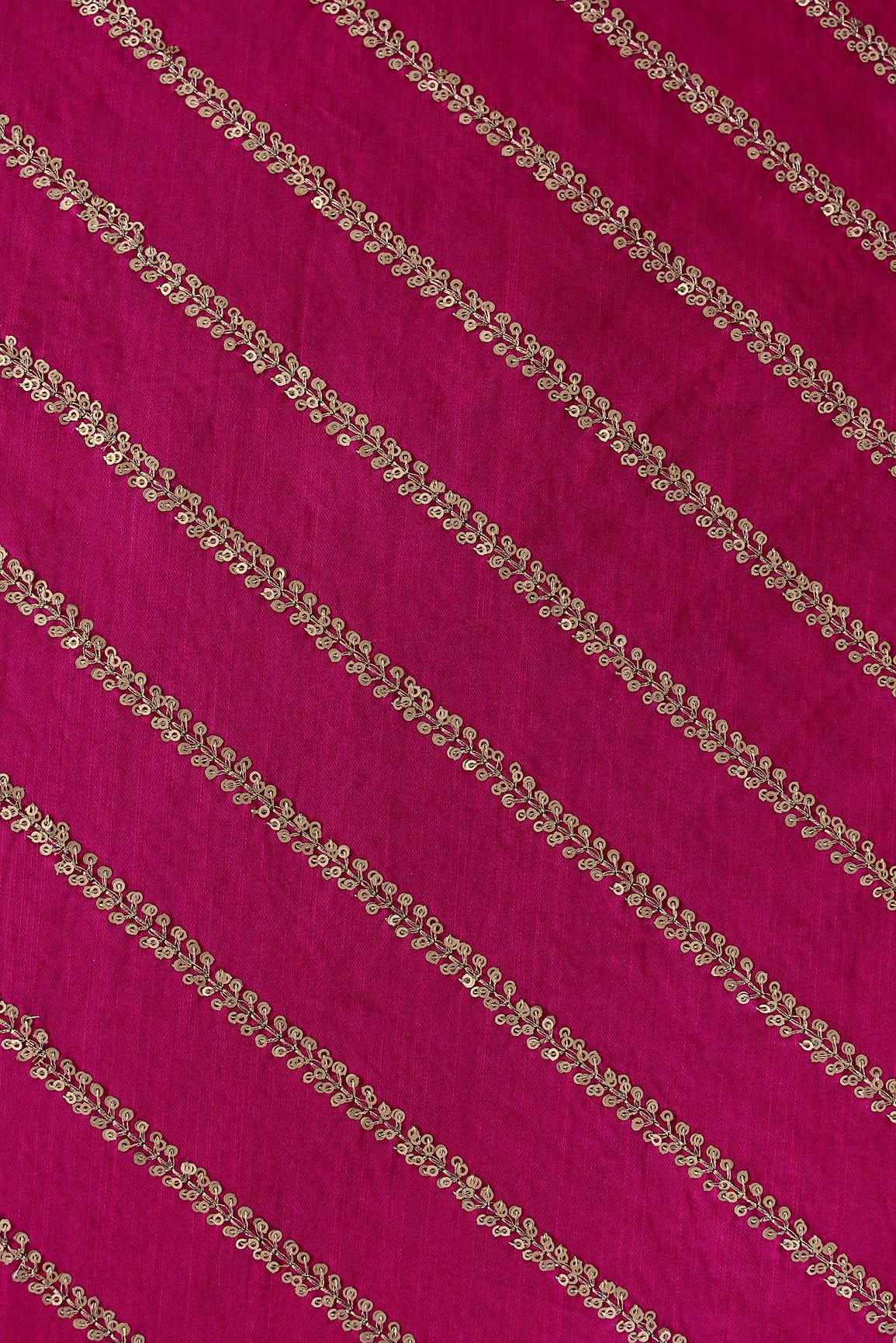 AIzaSyBcstauz-XMPRhEY21AUzeo032pxrXB5Ug - Gold Sequins With Gold Zari Stripes Embroidery Work On Rani Raw Silk Fabric