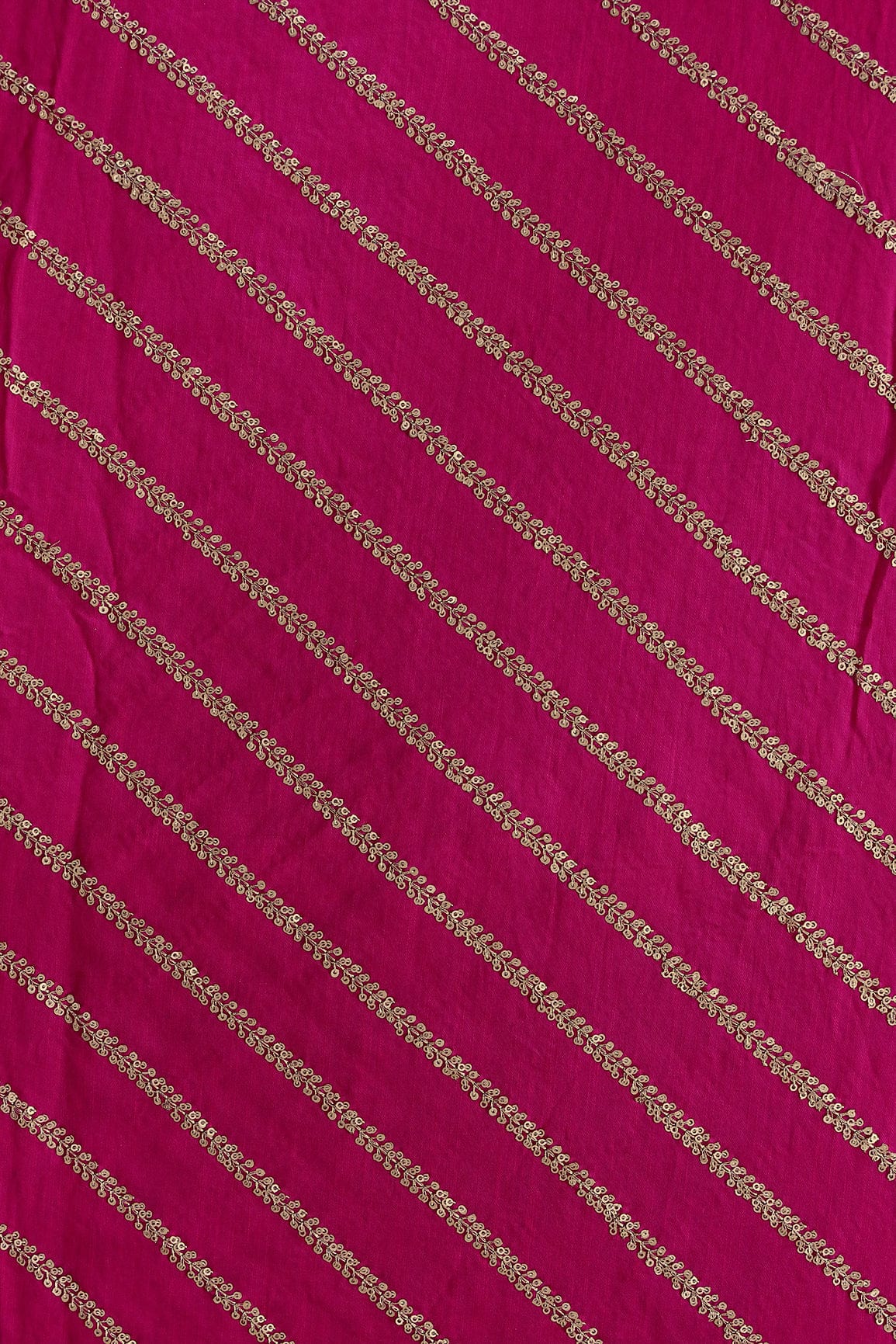 AIzaSyBcstauz-XMPRhEY21AUzeo032pxrXB5Ug - Gold Sequins With Gold Zari Stripes Embroidery Work On Rani Raw Silk Fabric