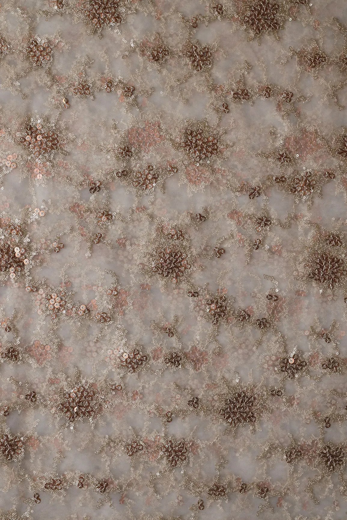 AIzaSyBcstauz-XMPRhEY21AUzeo032pxrXB5Ug - Gold Sequins With White Thread Work Embroidery On Dyeable White Soft Net Fabric