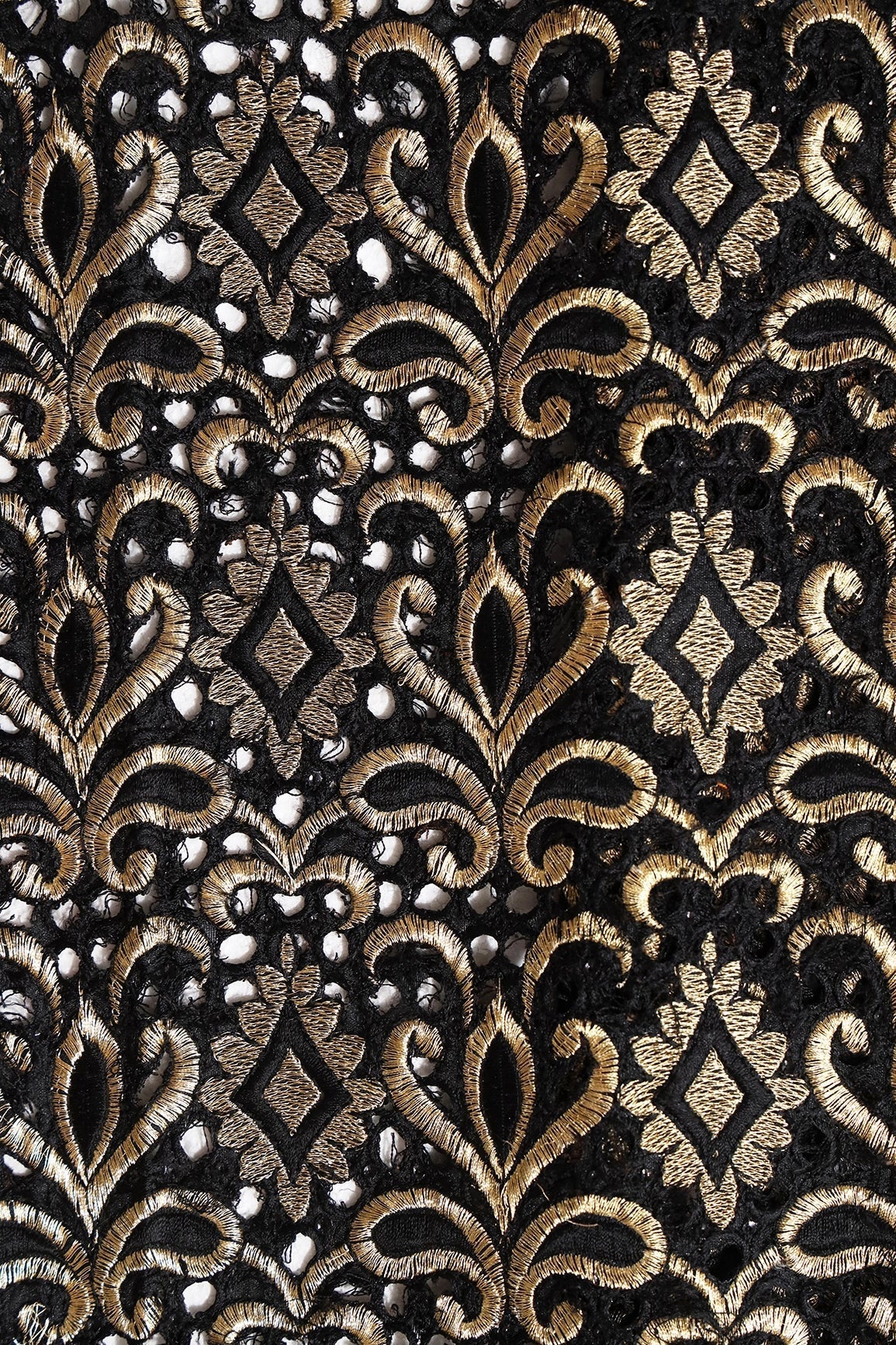 AIzaSyBcstauz-XMPRhEY21AUzeo032pxrXB5Ug - Gold Zari Embroidery Work With Black Thread Work On Black Cut Work Fabric