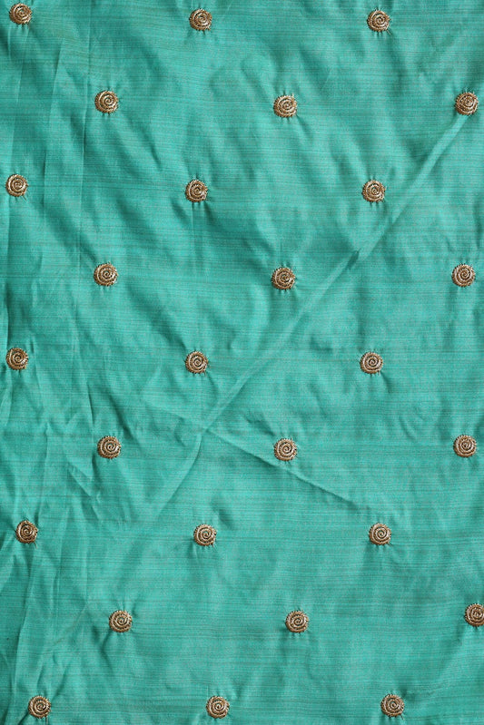 AIzaSyBcstauz-XMPRhEY21AUzeo032pxrXB5Ug - Gold Zari Small Motif Embroidery Work On Rama Bamboo Silk Fabric