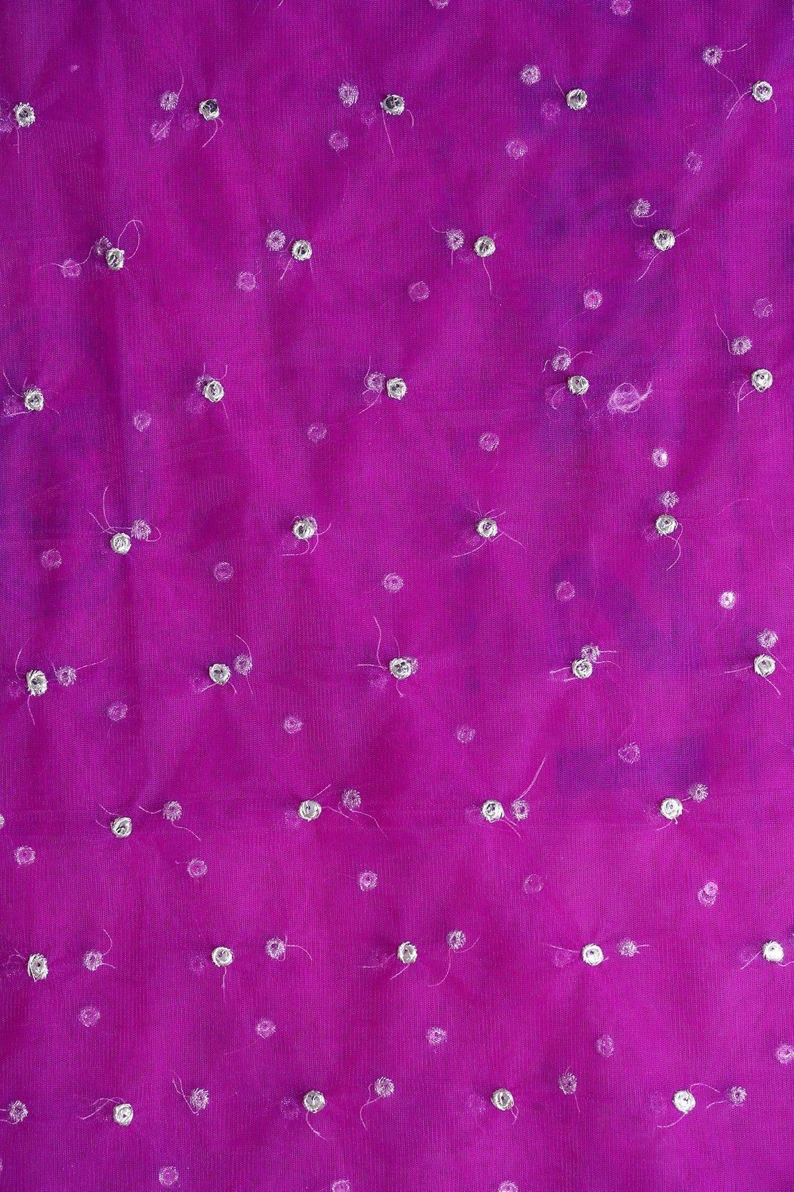 AIzaSyBcstauz-XMPRhEY21AUzeo032pxrXB5Ug - Gold Zari With Gold Sequins Small Motif Embroidery On Purple Soft Net Fabric