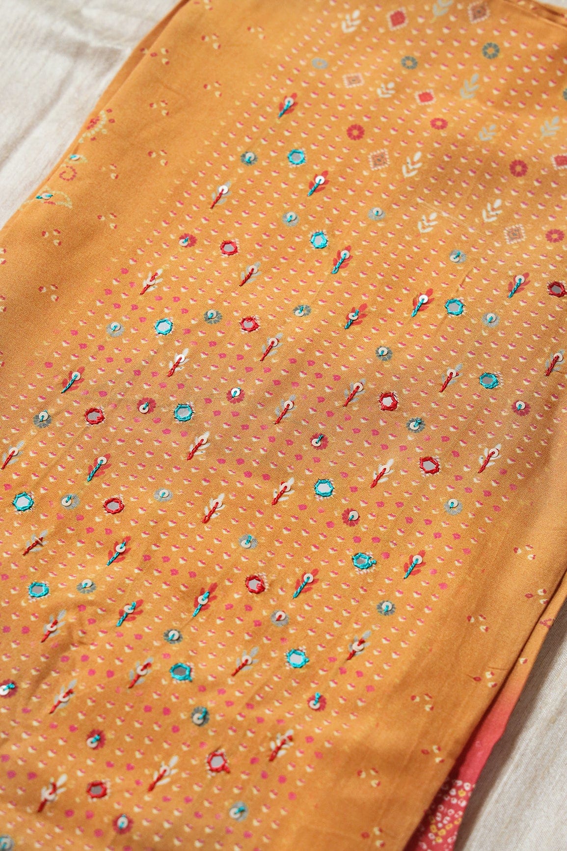 AIzaSyBcstauz-XMPRhEY21AUzeo032pxrXB5Ug - Golden Yellow Semi Stitched Pure Muslin Suit Set (3 piece)