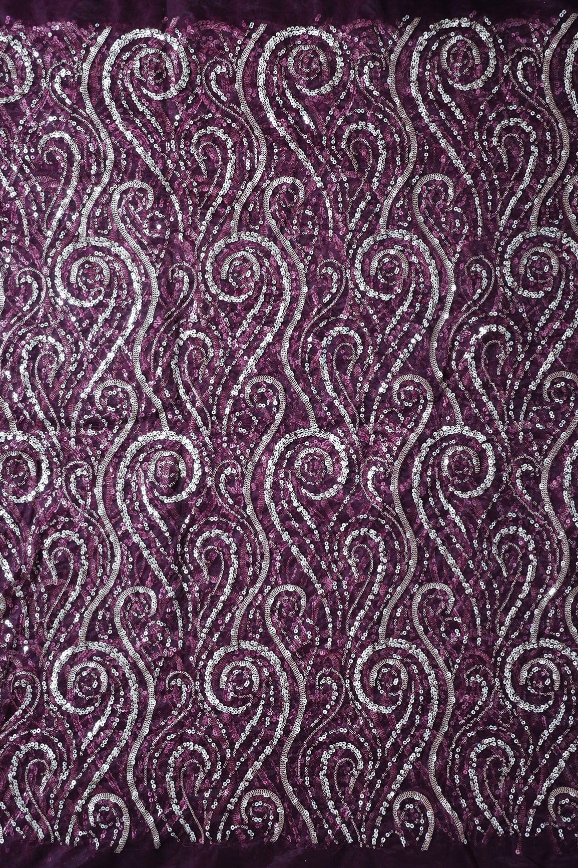 AIzaSyBcstauz-XMPRhEY21AUzeo032pxrXB5Ug - Gorgeous Multi Sequins Geometric Embroidery On Wine Soft Net Fabric