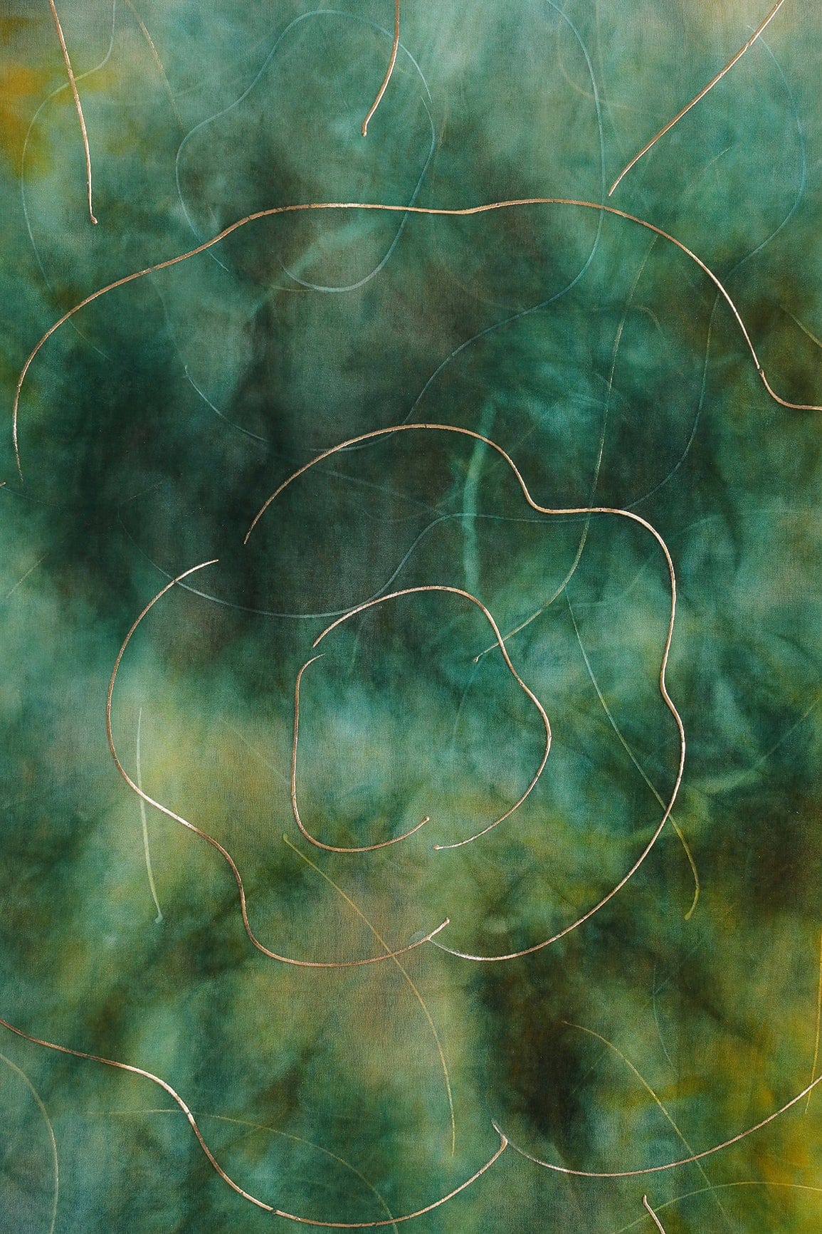 AIzaSyBcstauz-XMPRhEY21AUzeo032pxrXB5Ug - Green And Yellow Tie & Dye Shibori Foil Print On Organza Fabric