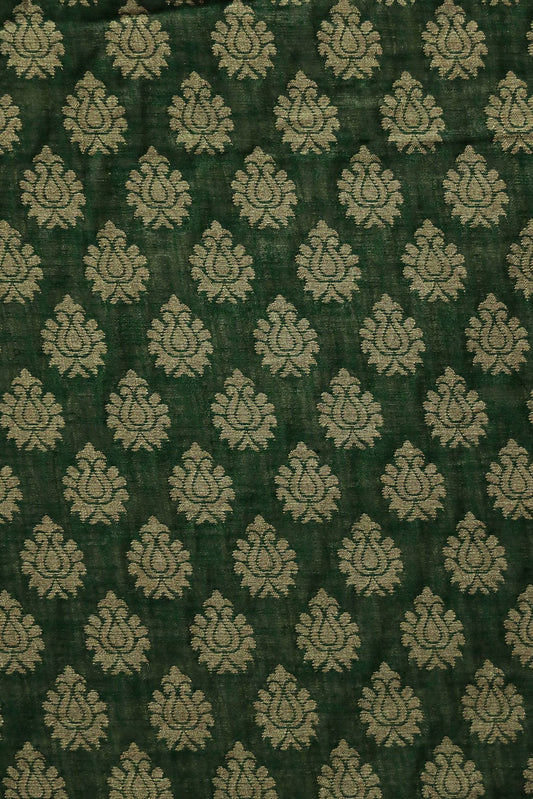 AIzaSyBcstauz-XMPRhEY21AUzeo032pxrXB5Ug - Green Ethnic Booti Pure Taspa Jute Banarasi Jacquard Fabric