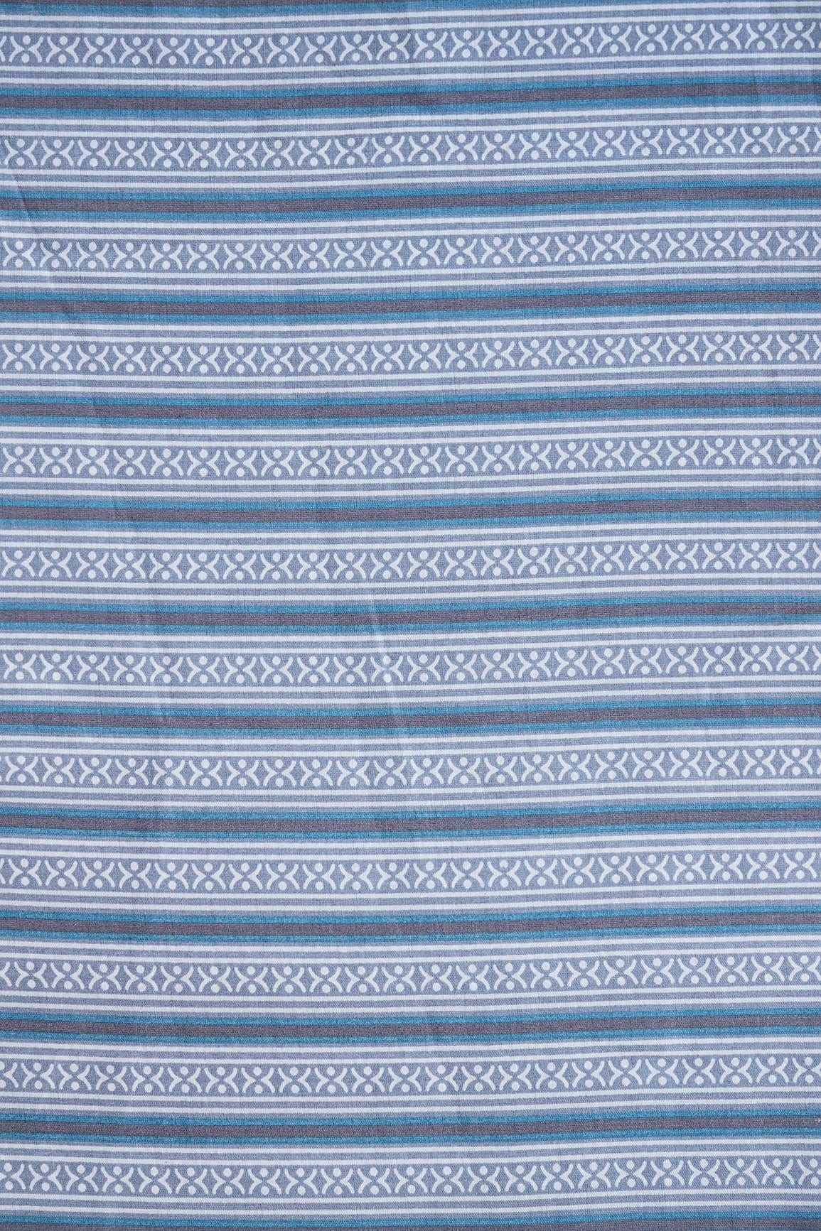 AIzaSyBcstauz-XMPRhEY21AUzeo032pxrXB5Ug - Grey And Blue Stripes Print On Viscose Chanderi Silk Fabric