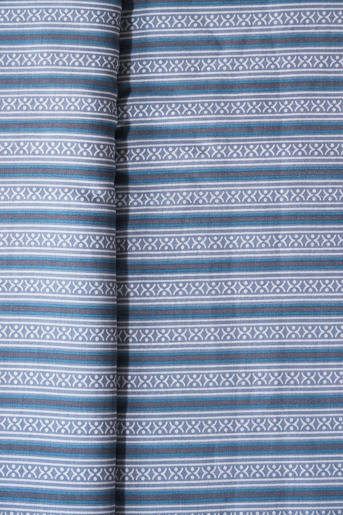 AIzaSyBcstauz-XMPRhEY21AUzeo032pxrXB5Ug - Grey And Blue Stripes Print On Viscose Chanderi Silk Fabric