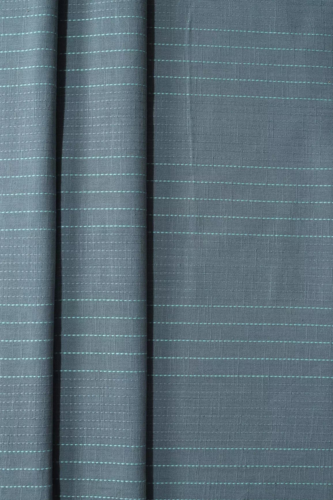 AIzaSyBcstauz-XMPRhEY21AUzeo032pxrXB5Ug - Grey And Teal Stripes Pattern On Handwoven Organic Cotton Fabric