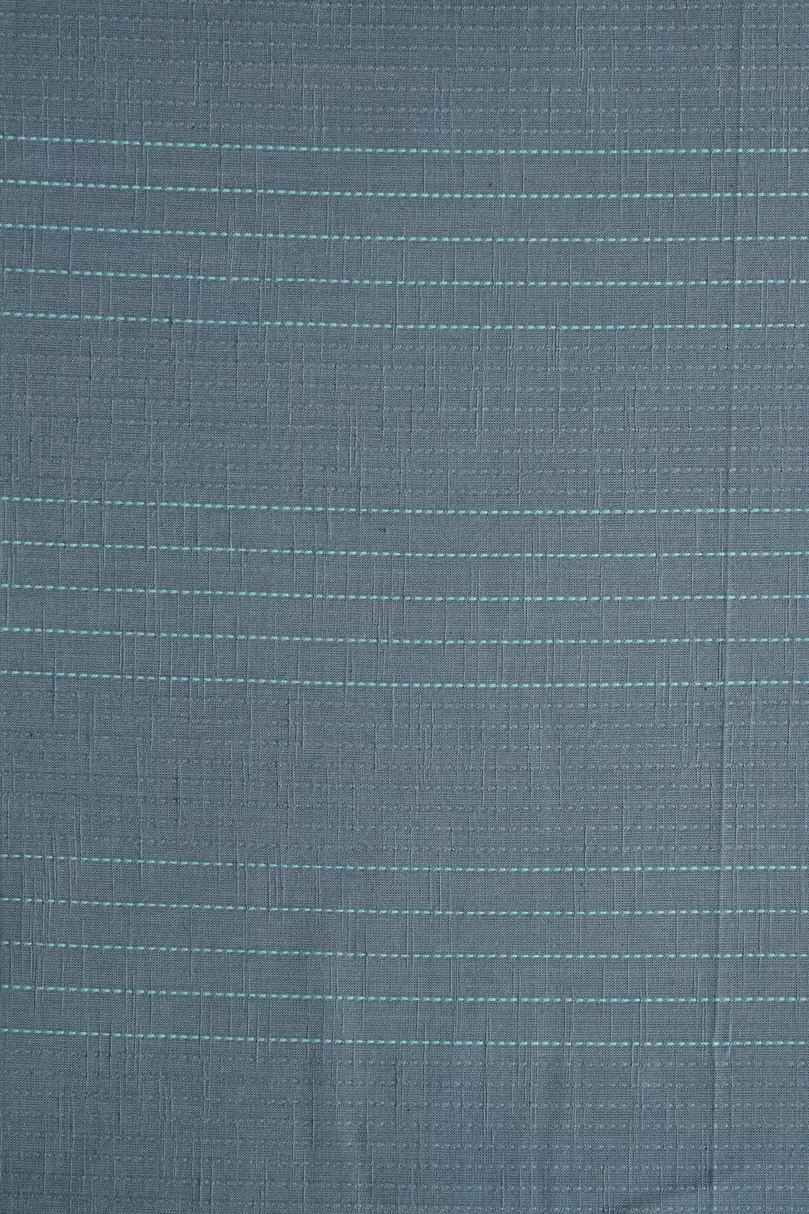 AIzaSyBcstauz-XMPRhEY21AUzeo032pxrXB5Ug - Grey And Teal Stripes Pattern On Handwoven Organic Cotton Fabric