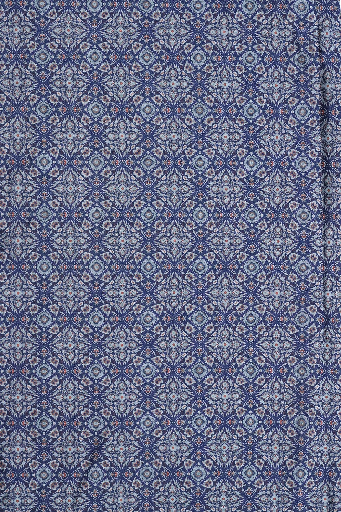 AIzaSyBcstauz-XMPRhEY21AUzeo032pxrXB5Ug - Grey Traditional Pattern Digital Print On Royal Blue French Crepe Fabric