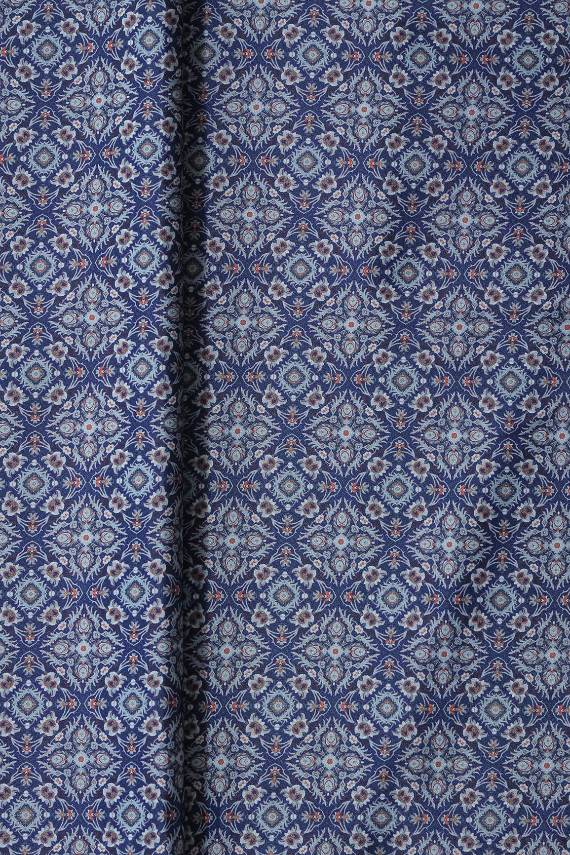 AIzaSyBcstauz-XMPRhEY21AUzeo032pxrXB5Ug - Grey Traditional Pattern Digital Print On Royal Blue French Crepe Fabric