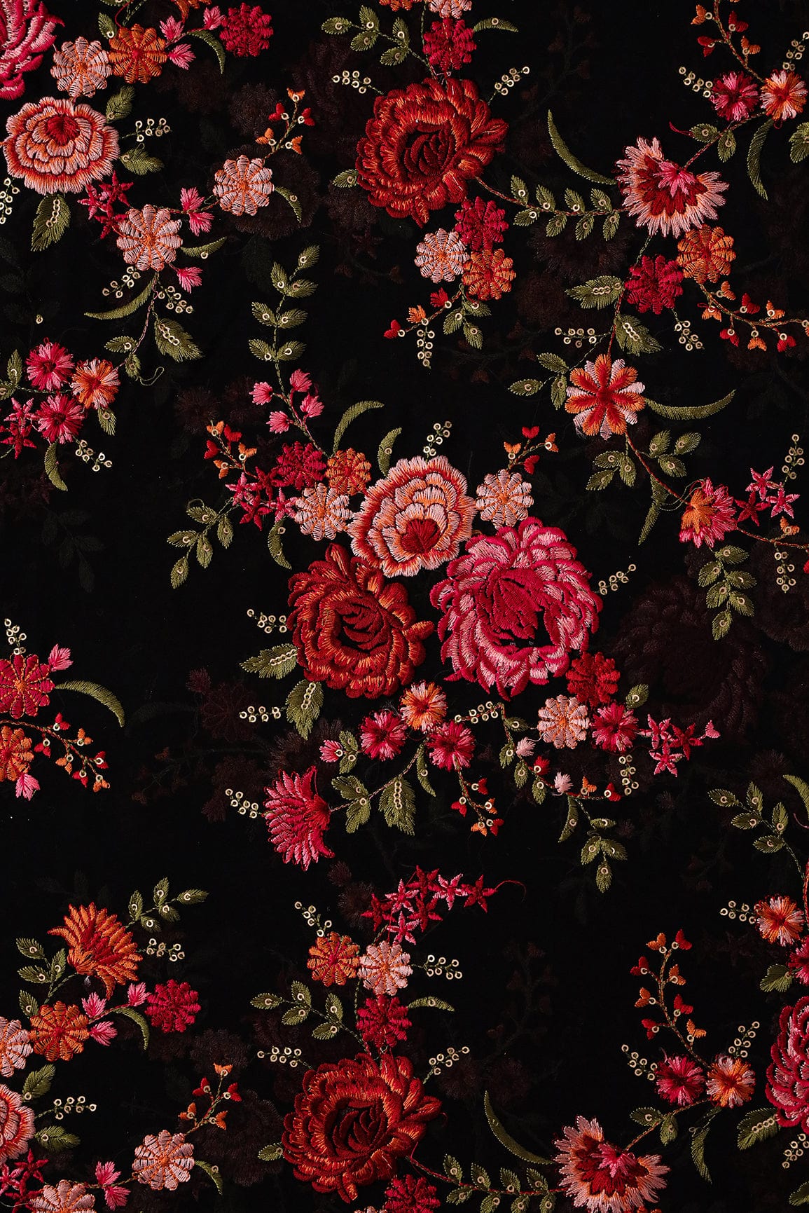 AIzaSyBcstauz-XMPRhEY21AUzeo032pxrXB5Ug - Heavy Kashmiri Work With Gold Sequins Embroidery On Black Georgette