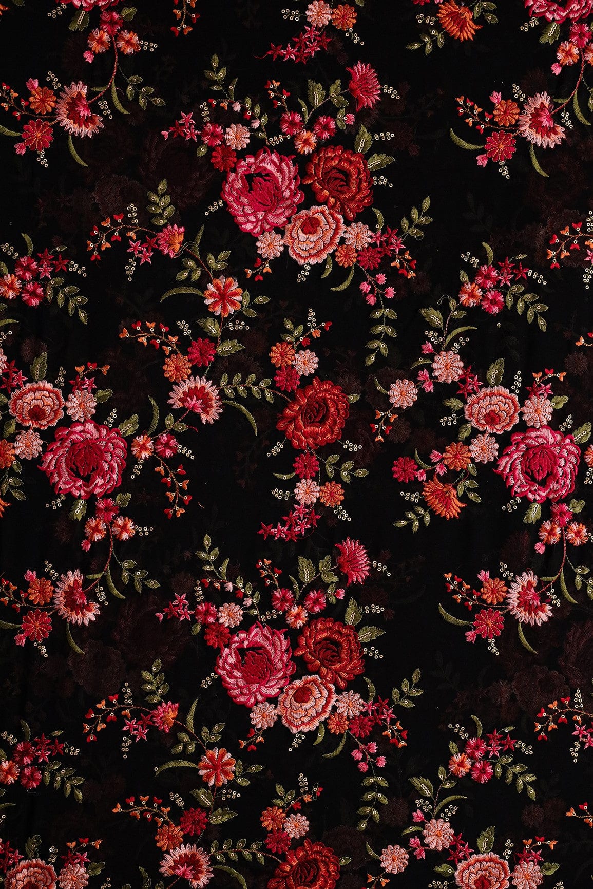 AIzaSyBcstauz-XMPRhEY21AUzeo032pxrXB5Ug - Heavy Kashmiri Work With Gold Sequins Embroidery On Black Georgette