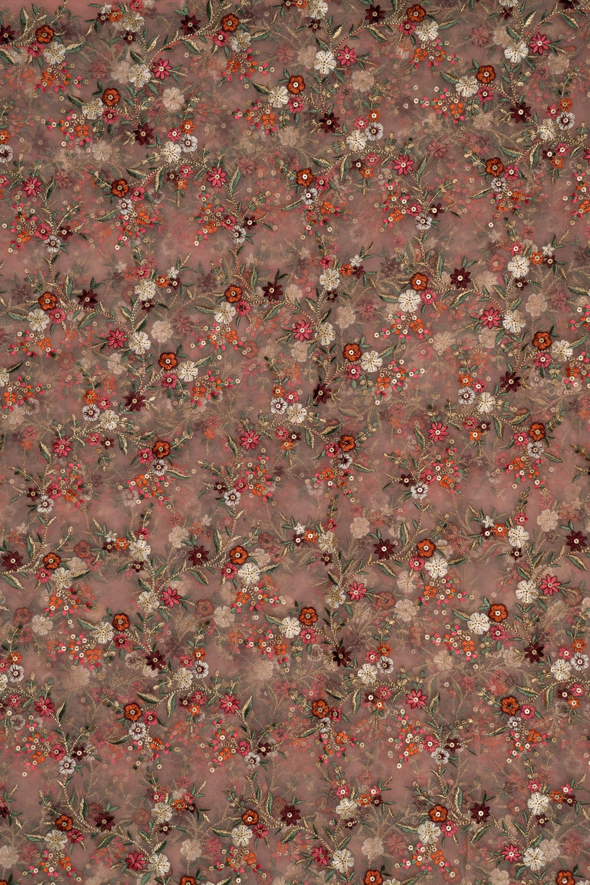 AIzaSyBcstauz-XMPRhEY21AUzeo032pxrXB5Ug - Heavy Multi Coloured Thread Embroidery On Baby Pink Soft Net