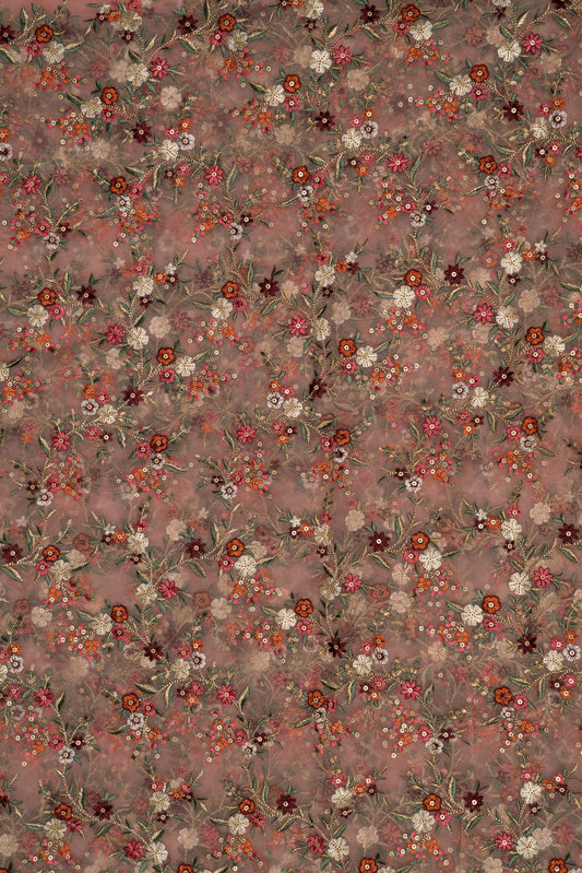 AIzaSyBcstauz-XMPRhEY21AUzeo032pxrXB5Ug - Heavy Multi Coloured Thread Embroidery On Baby Pink Soft Net