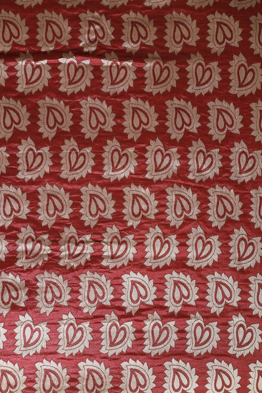 AIzaSyBcstauz-XMPRhEY21AUzeo032pxrXB5Ug - Leafy Maroon Double Cloth Jacquard Banarasi Fabric