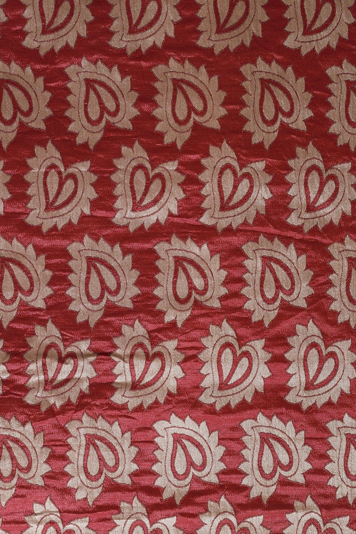 AIzaSyBcstauz-XMPRhEY21AUzeo032pxrXB5Ug - Leafy Maroon Double Cloth Jacquard Banarasi Fabric