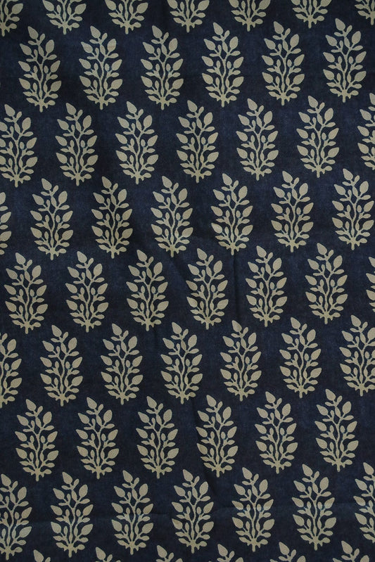AIzaSyBcstauz-XMPRhEY21AUzeo032pxrXB5Ug - Leafy Motif Digital Print Design on Blue Tussar Silk Fabric