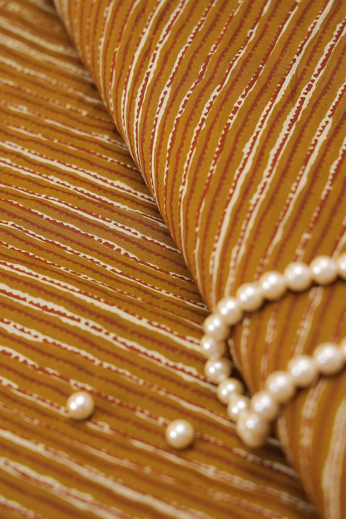 AIzaSyBcstauz-XMPRhEY21AUzeo032pxrXB5Ug - Light Brown Stripes Screen Print on organic Cotton Fabric