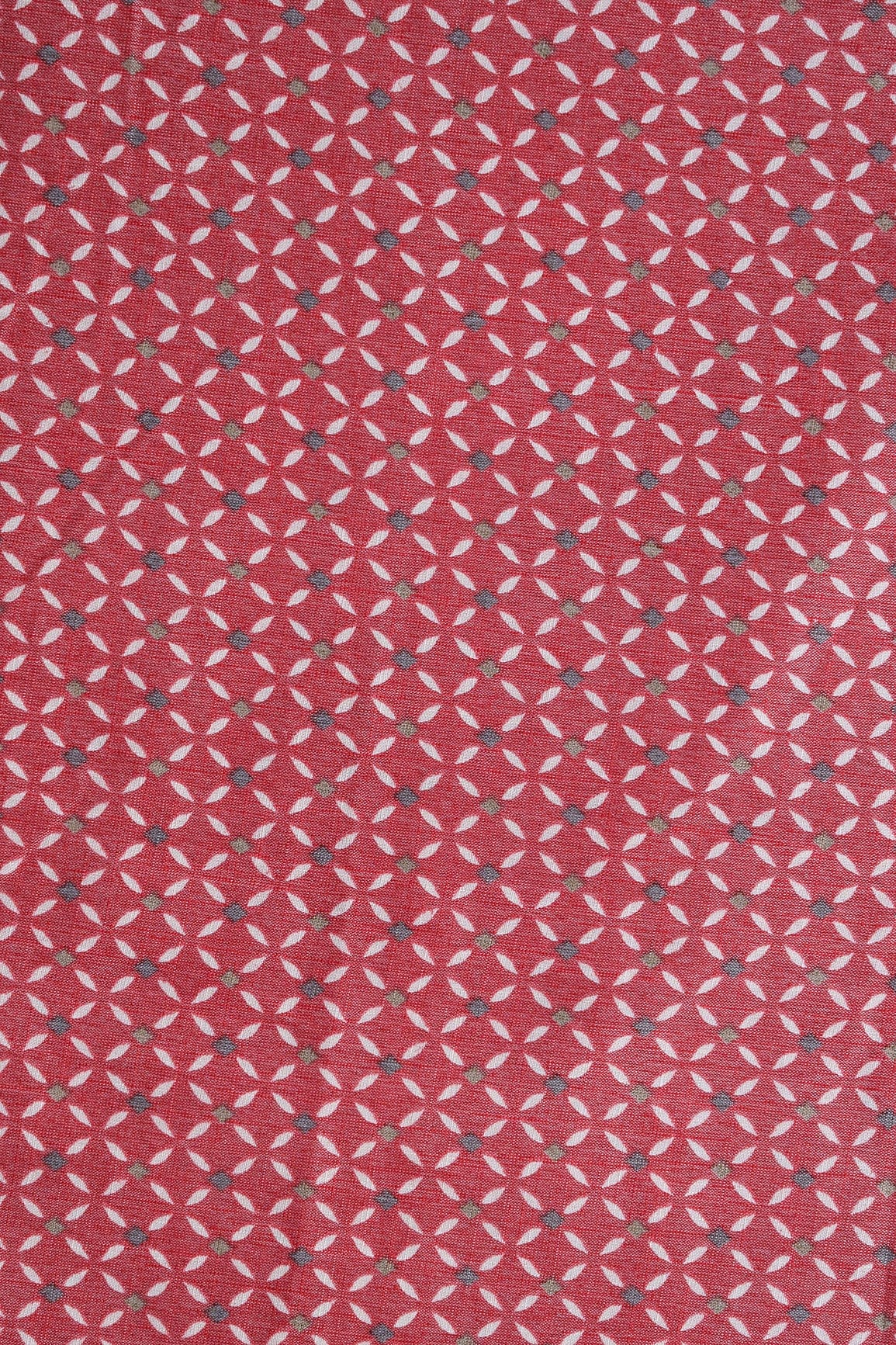 AIzaSyBcstauz-XMPRhEY21AUzeo032pxrXB5Ug - Light Maroon And White Geometric Pattern On Pure Rayon Fabric