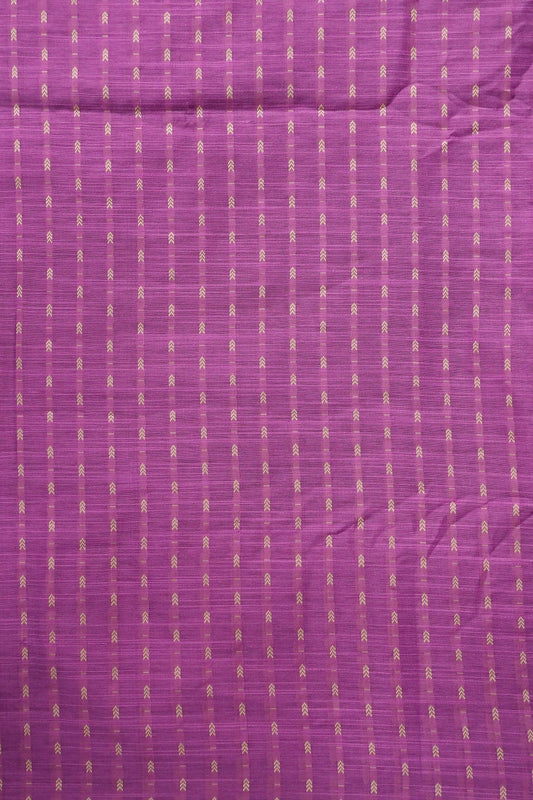 Lilac Purple And Beige Geometric Pattern Handwoven Two Tone Chanderi Silk Fabric