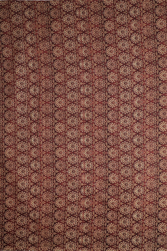 Maroon And Cream Floral Pattern Digital Print On Heavy Multi Polyester Fabric