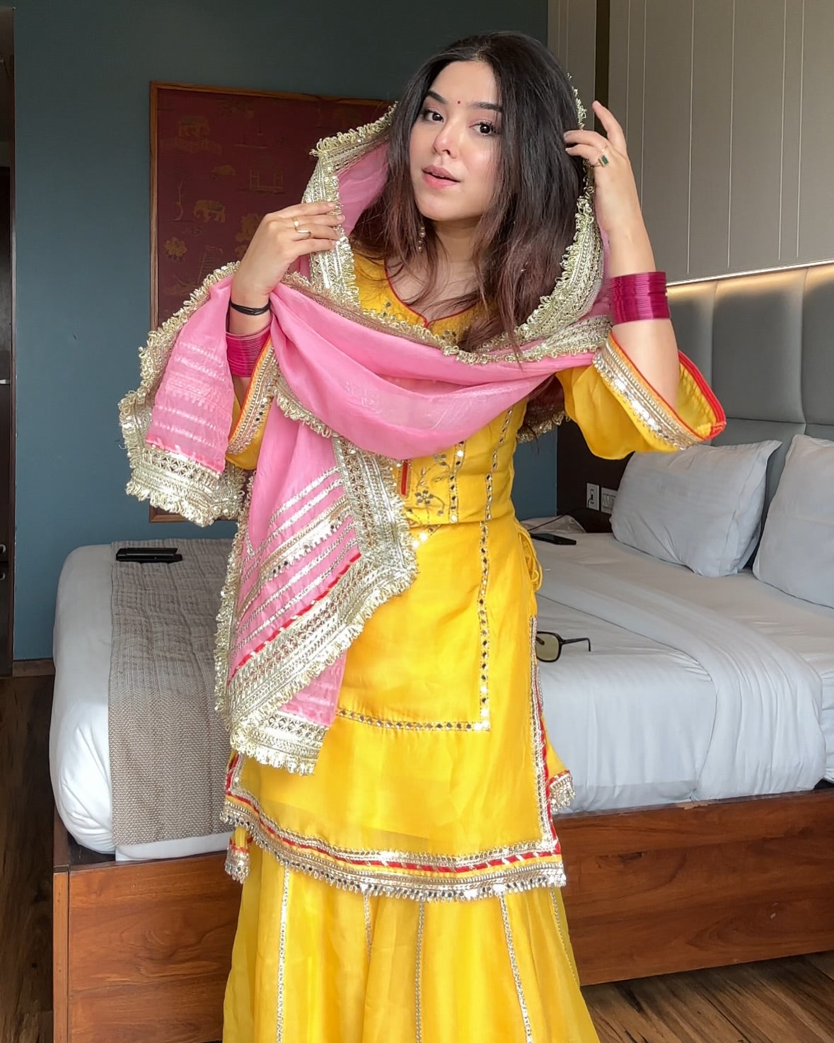 Khwahish Neon Yellow Colour Sarara Suit