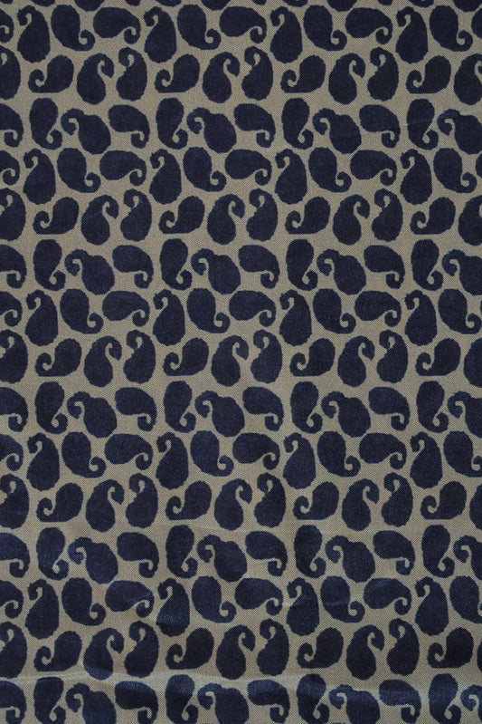 Motif Digital Print Design on White Tussar Silk Fabric