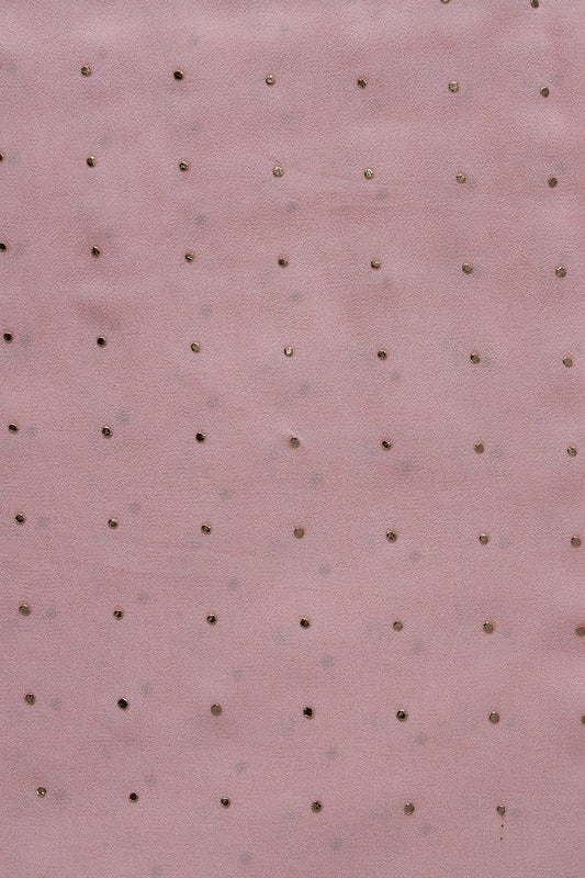 Mukaish Work On Light Peach Viscose Georgette Fabric