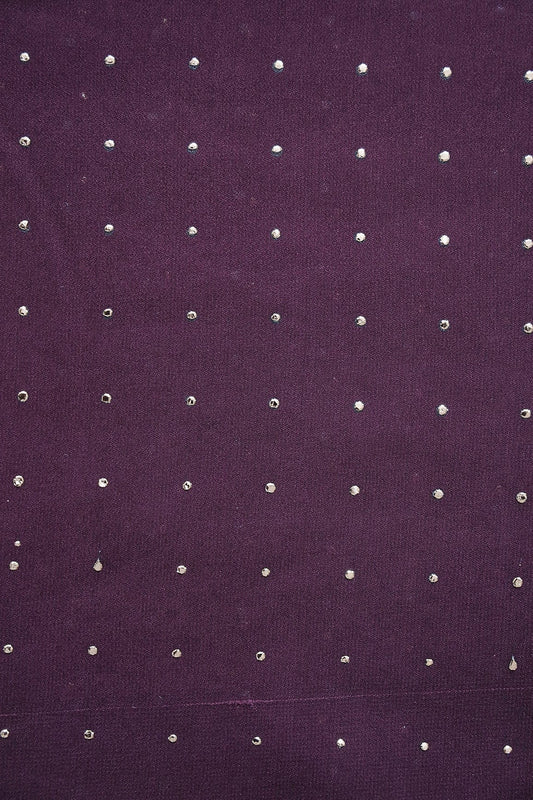 Mukaish Work On Wine Viscose Georgette Fabric