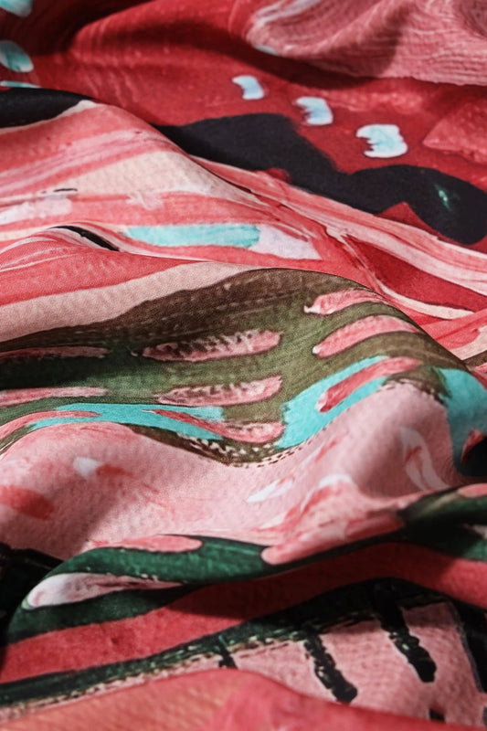 Multi Color Abstract Digital Print On Crepe Fabric