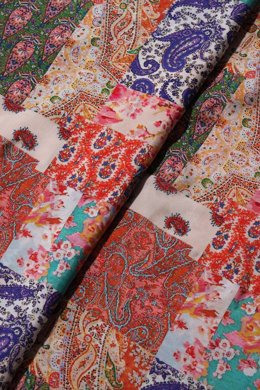 Multi Color Abstract Digital Print On Crepe Fabric