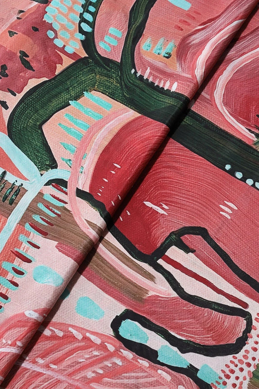 Multi Color Abstract Digital Print On Crepe Fabric