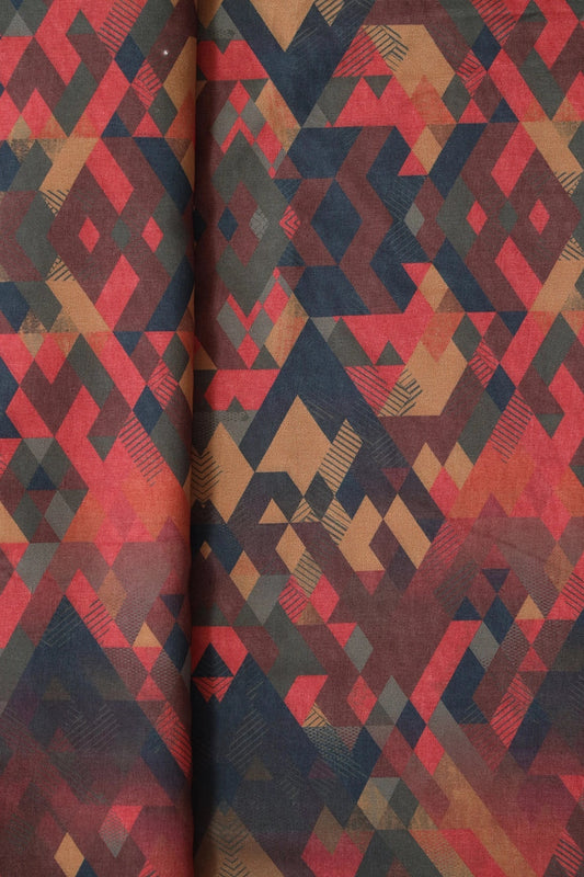 Multi Color Abstract Pattern Digital Print On Heavy Multi Polyester Fabric