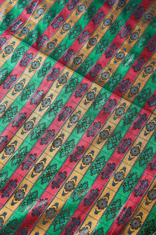 Multi Color Floral Banarasi Zari Jacquard Fabric