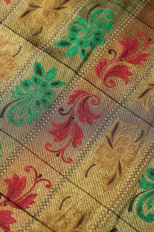 Multi Color Floral Banarasi Zari Jacquard Fabric