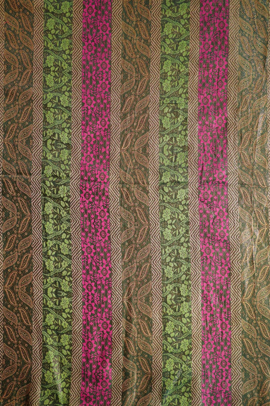 Multi Color Floral Banarasi Zari Jacquard Fabric