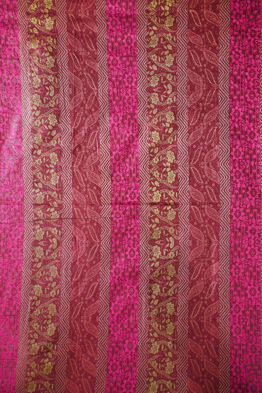 Multi Color Floral Banarasi Zari Jacquard Fabric